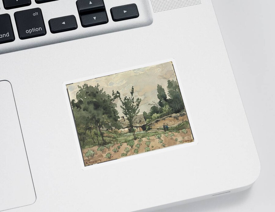 Landscape With Farmhouse 1892 Henri Joseph Harpignies Sticker featuring the painting Landscape with Farmhouse 1892 Henri Joseph Harpignies by MotionAge Designs
