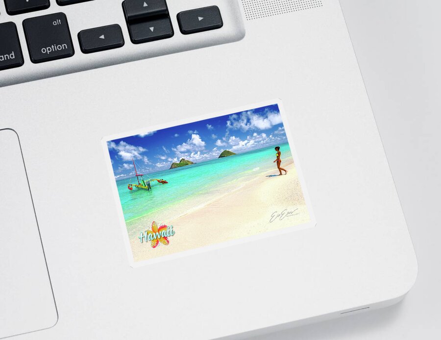 Post Card Sticker featuring the photograph Lanikai Beach Paradise Post Card by Aloha Art