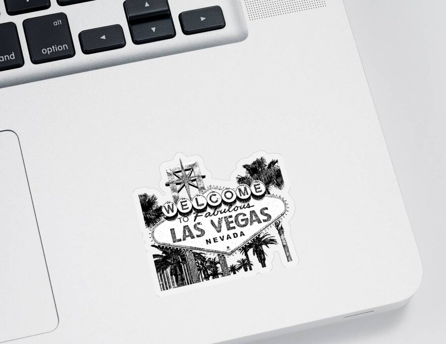 Architecture Sticker featuring the digital art Las Vegas Welcome to Las Vegas - Gold by DB Artist