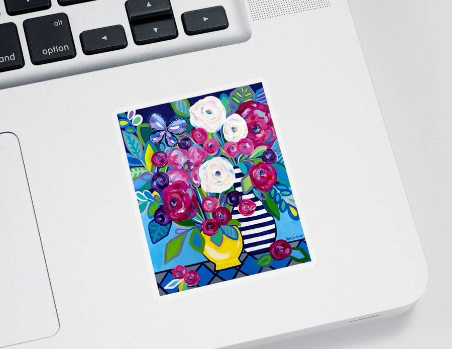 Floral Bouquet Sticker featuring the painting Last Burst of Summer by Beth Ann Scott