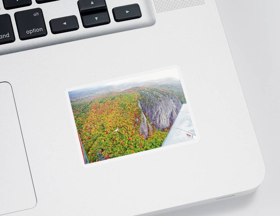 Laurel Knob Sticker featuring the photograph Laurel Knob Granite Cliff in Panthertown Valley with Autumn Colo by David Oppenheimer