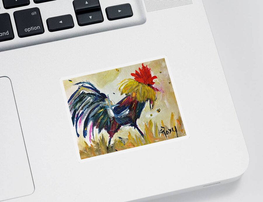 Rooster Sticker featuring the painting Le Coq by Roxy Rich