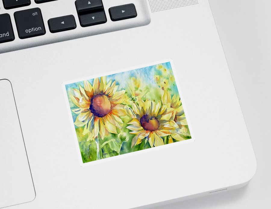 Sunflowers Sticker featuring the painting Lean on Me Sunflower by Liana Yarckin