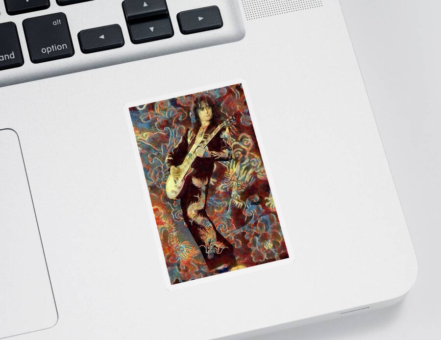 Led Zeppelin Sticker featuring the mixed media Led Zeppelin Jimmy Page Art Trampled Under Foot by The Rocker Chic