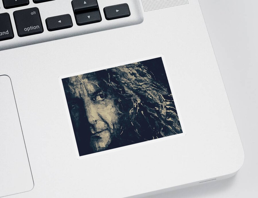 Led Zeppelin Sticker featuring the painting Led Zeppelin Robert Plant by Paul Lovering