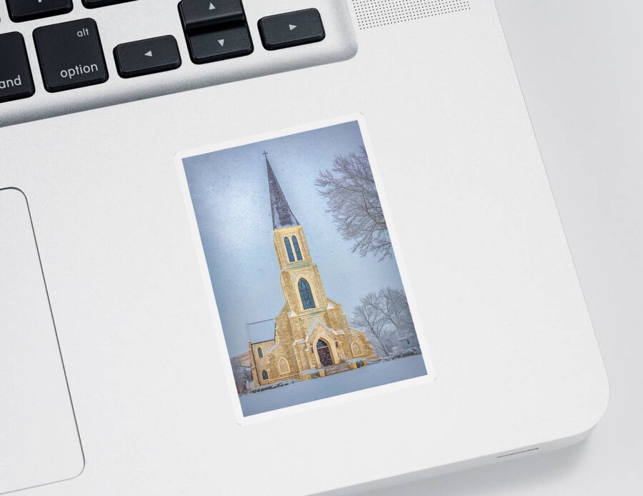 Lee University Sticker featuring the photograph Lee University Chapel on a Snowy Day by Marcy Wielfaert