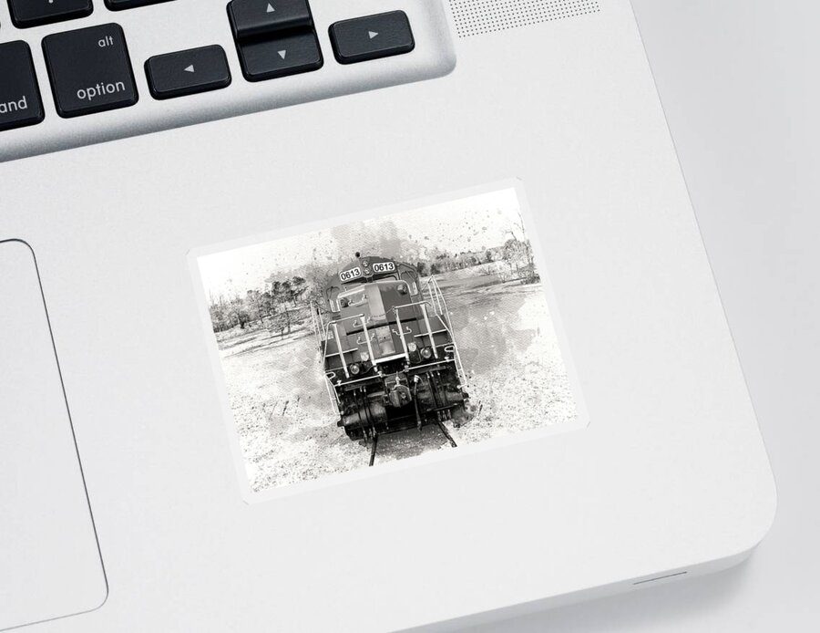 Auto Sticker featuring the digital art Legacy Diesel Locomotive - Black And White by Anthony Ellis