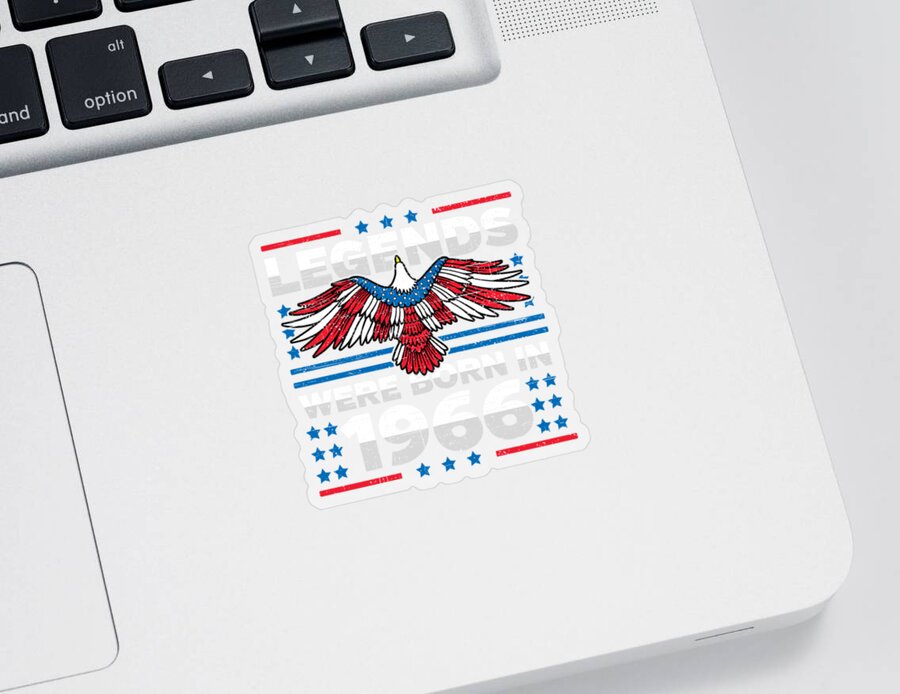 Retro Sticker featuring the digital art Legends Were Born in 1966 Patriotic Birthday by Flippin Sweet Gear