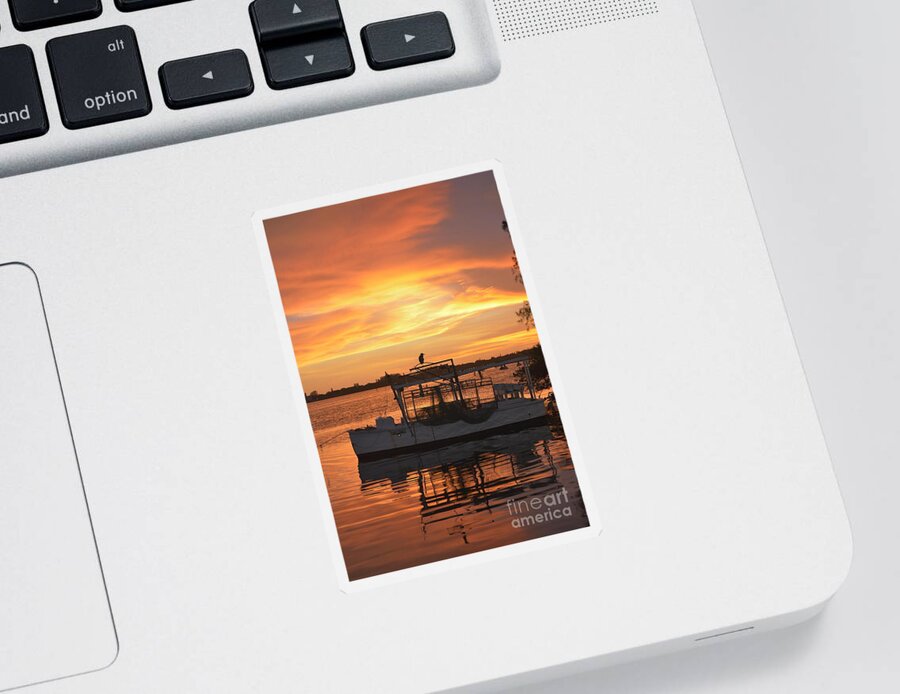 Sunset Sticker featuring the digital art Lemon Bay Night by Alison Belsan Horton