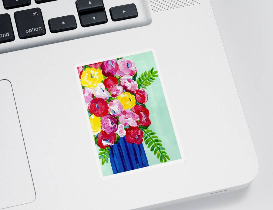 Abstract Floral Sticker featuring the painting Lemon Lime by Beth Ann Scott