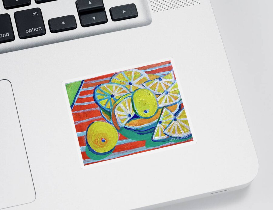 Lemon Sticker featuring the painting Lemon Zest by Debra Bretton Robinson