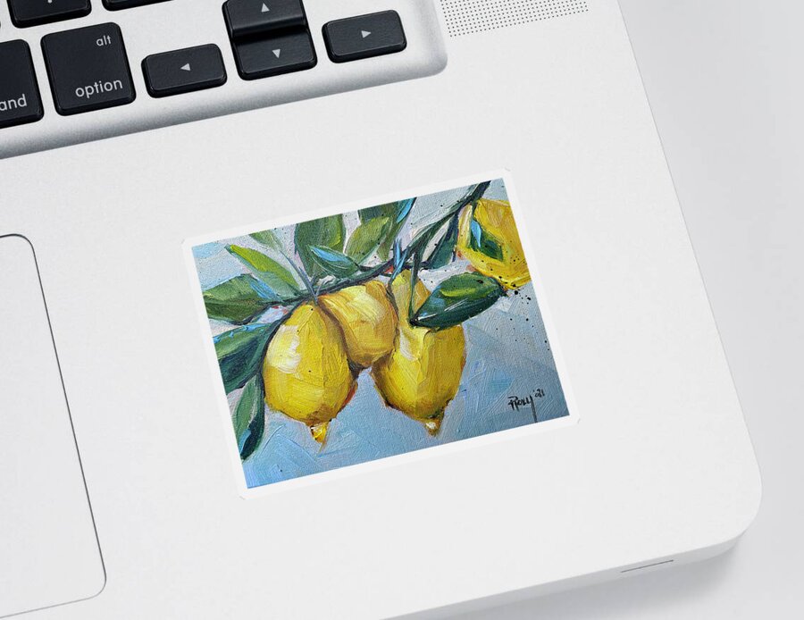 Lemon Sticker featuring the painting Lemons by Roxy Rich