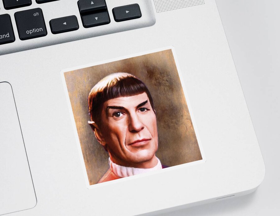Spock Sticker featuring the painting Leonar Nimoy as Spock by Vincent Monozlay
