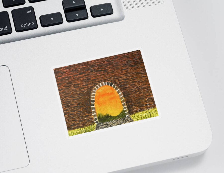 Sunset Sticker featuring the painting Light at the End of the Tunnel by Lisa Neuman