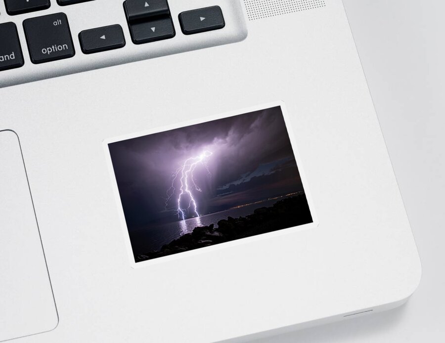 Storm Sticker featuring the photograph Lightning Man by Wesley Aston