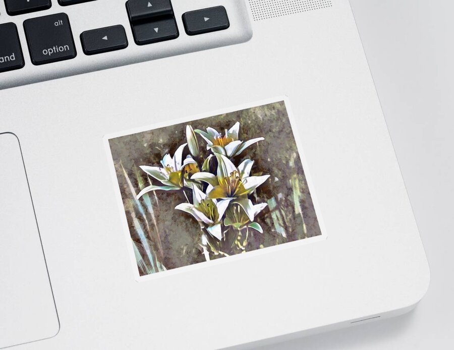 Lilies Sticker featuring the mixed media Lilies by Christopher Reed