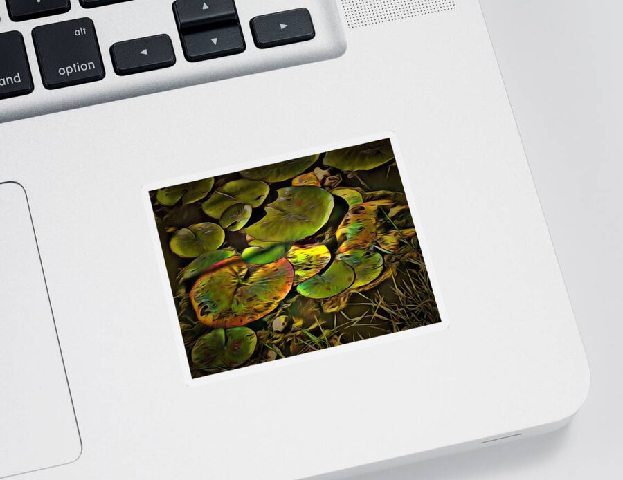Lily Sticker featuring the mixed media Lily Pads by Christopher Reed