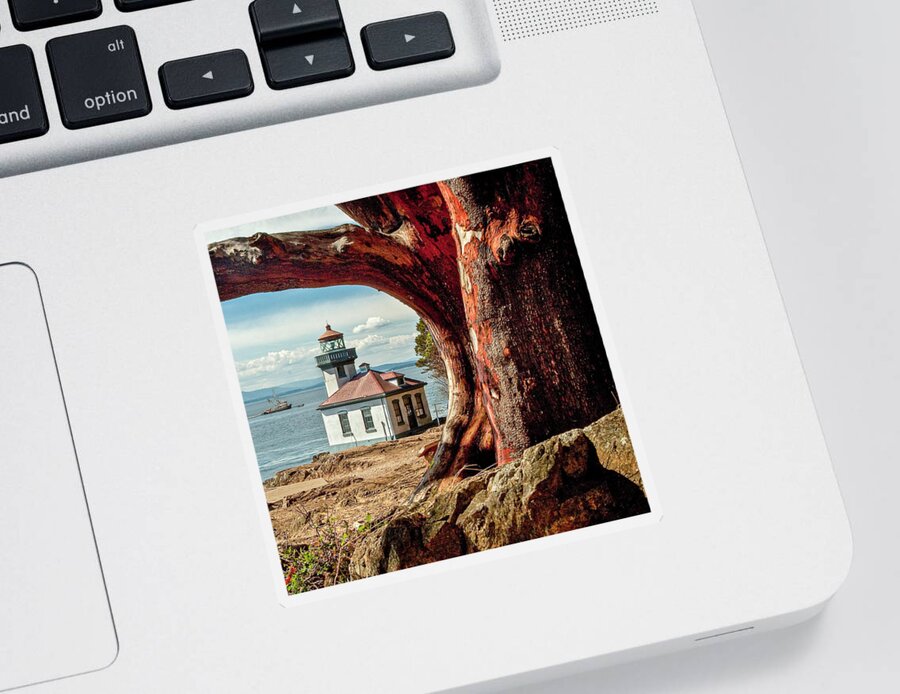 Lighthouse Sticker featuring the photograph Lime Kiln Lighthouse by Tony Locke