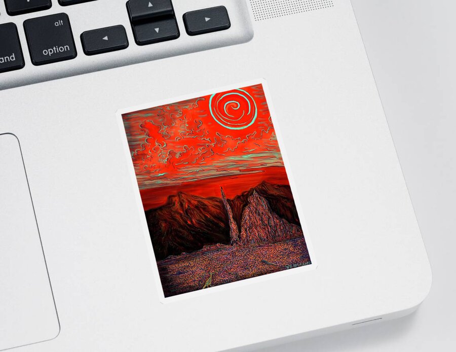Landscape Sticker featuring the digital art Liminal by Angela Weddle