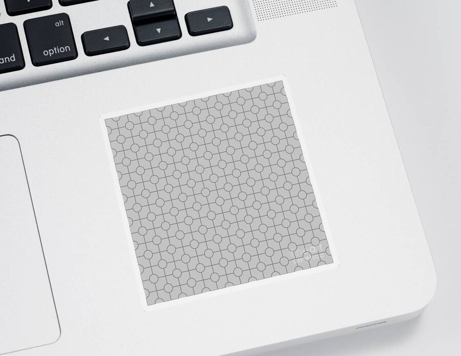 Pattern Sticker featuring the painting Line Grid With Circle Dots Pattern in Silver Sand And Granite Gray n.2431 by Holy Rock Design