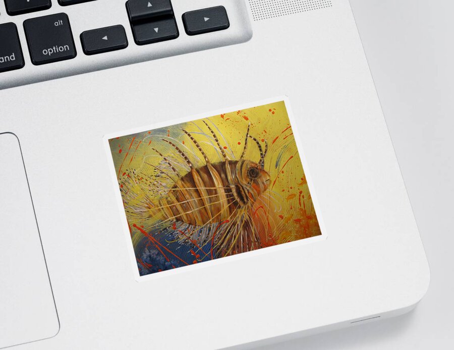 Fish Sticker featuring the painting Lion Fish by Barbara Landry