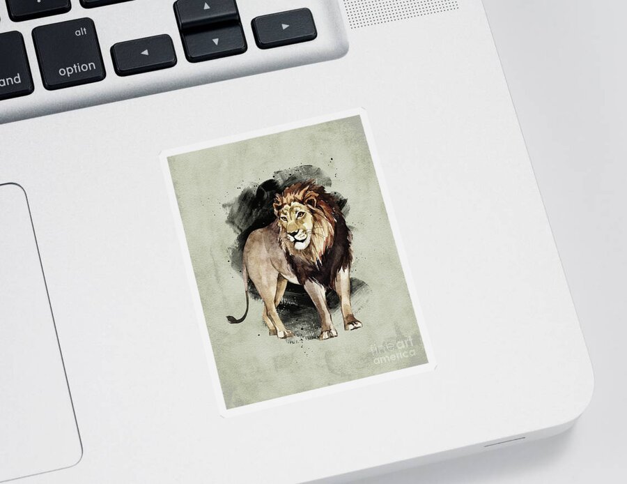 Lion Sticker featuring the painting Lion Watercolor Animal Art Painting by Garden Of Delights