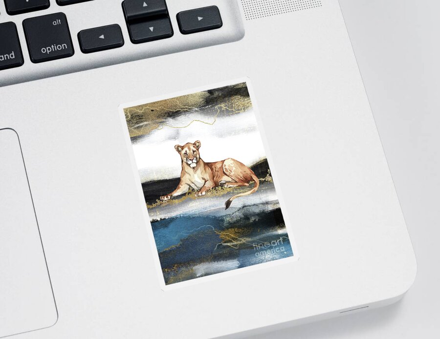 Lioness Sticker featuring the painting Lioness Watercolor Animal Art Painting by Garden Of Delights