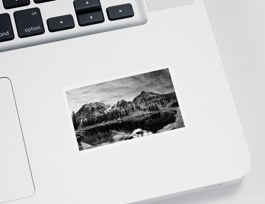 Black Sticker featuring the photograph Little Colchuck Lake Black and White by Pelo Blanco Photo