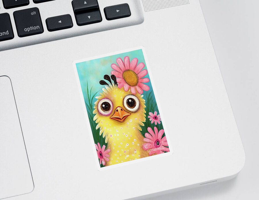 Peep Sticker featuring the painting Little Spring Peep by Tina LeCour