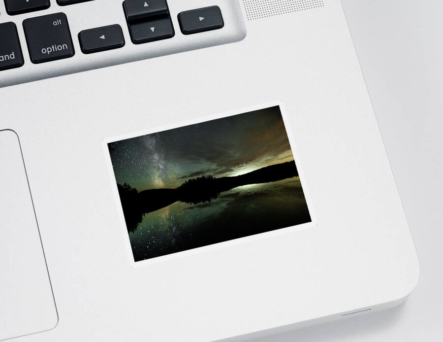Long Pond Sticker featuring the photograph Log Pond and Milky Way by Tim Kirchoff