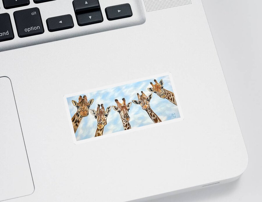 Giraffe Sticker featuring the painting Longnecks by Mark Ray