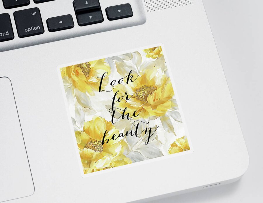 Flowers Sticker featuring the painting Look For The Beauty by Tina LeCour