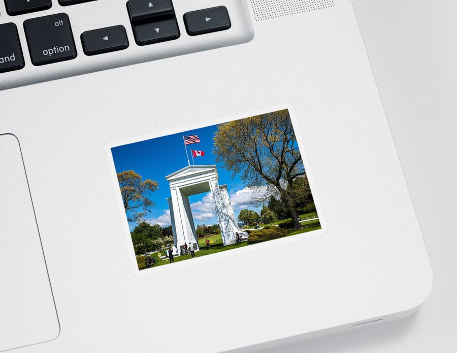 Looking Through Peace Arch Sticker featuring the photograph Looking through Peace Arch by Tom Cochran