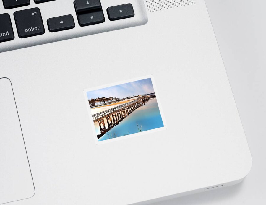 Bridge Sticker featuring the digital art Lossiemouth East Beach Bridge by John Mckenzie