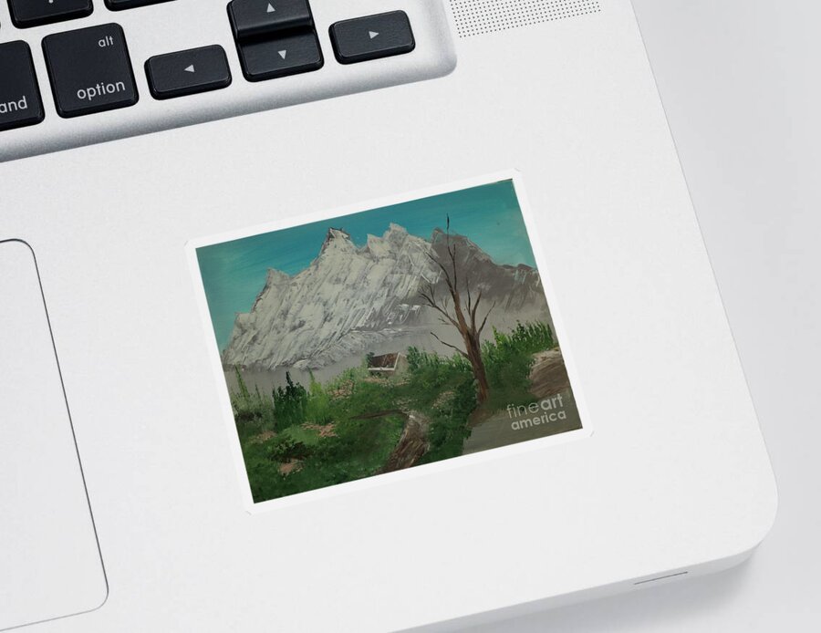 Donnsart1 Sticker featuring the painting Lost In The Mountains Painting # 383 by Donald Northup