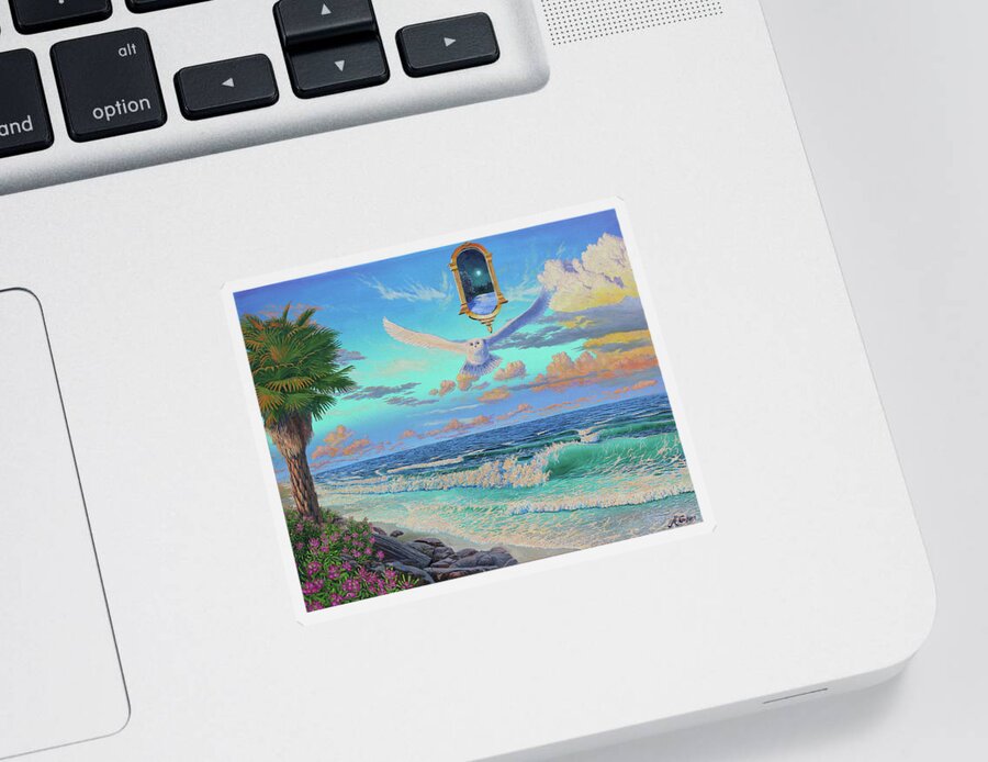 Beach Sticker featuring the painting Lost by Michael Goguen