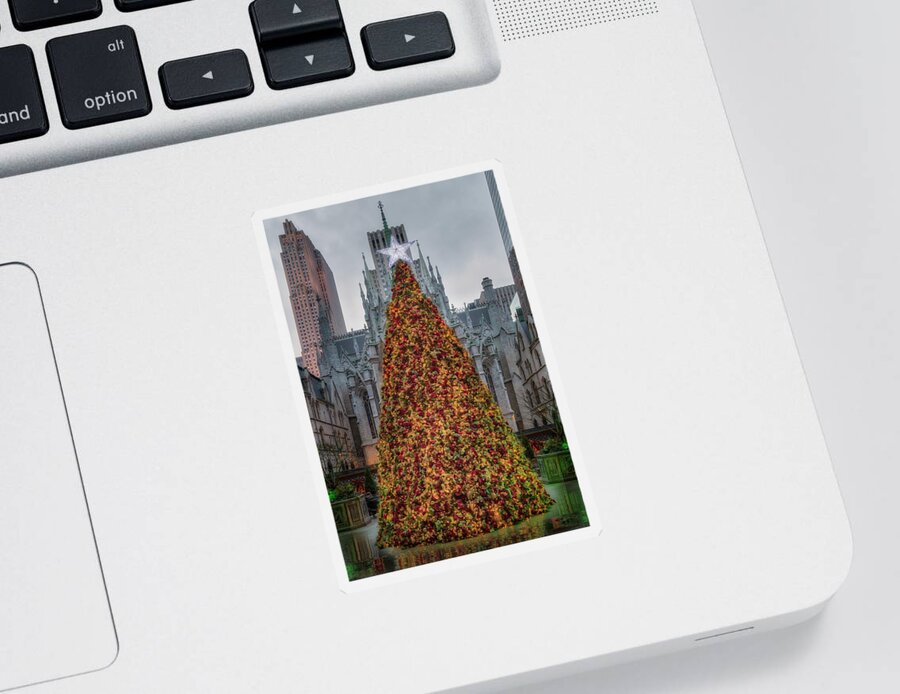 Christmas Sticker featuring the photograph Lotte NY Palace Xmas by Susan Candelario