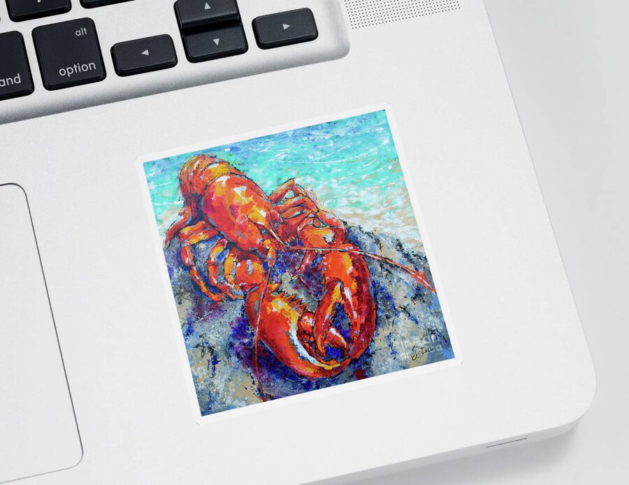 Lobster Sticker featuring the painting Lounging Lobster by Jyotika Shroff