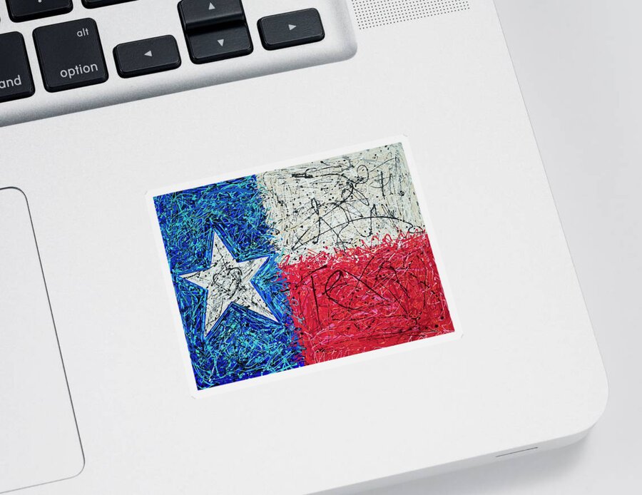 Texas Flag Sticker featuring the painting Love Texas Abstract by Patti Schermerhorn