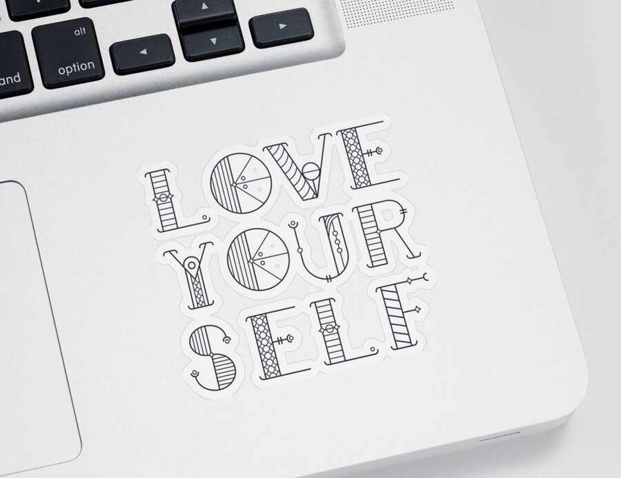 Inspirational Sticker featuring the digital art Love Yourself by Jacob Zelazny