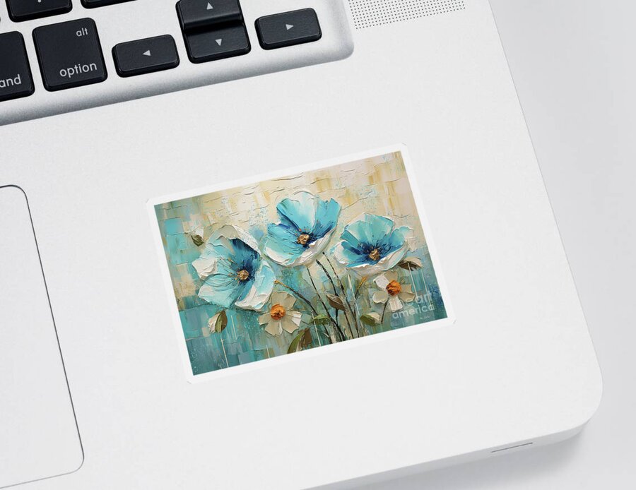 Blue Poppy Sticker featuring the painting Lovely Blue Poppies by Tina LeCour