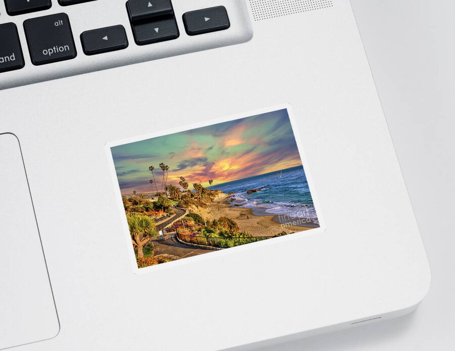 Laguna Beach Sticker featuring the photograph Lovely Sunset Ocean Walk by David Zanzinger