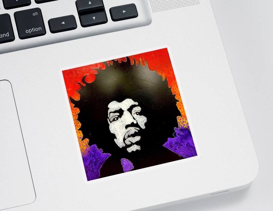 Hendrix Sticker featuring the painting Loving Hendrix by Neal Barbosa