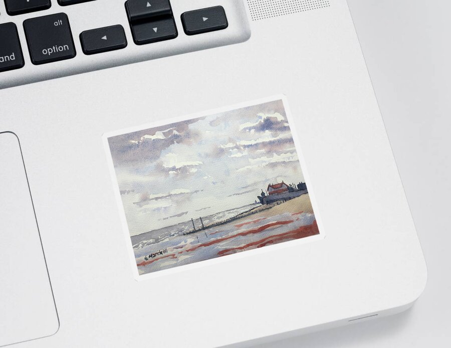 Watercolour Sticker featuring the painting Low Tide at Hornsea, early Spring by Glenn Marshall