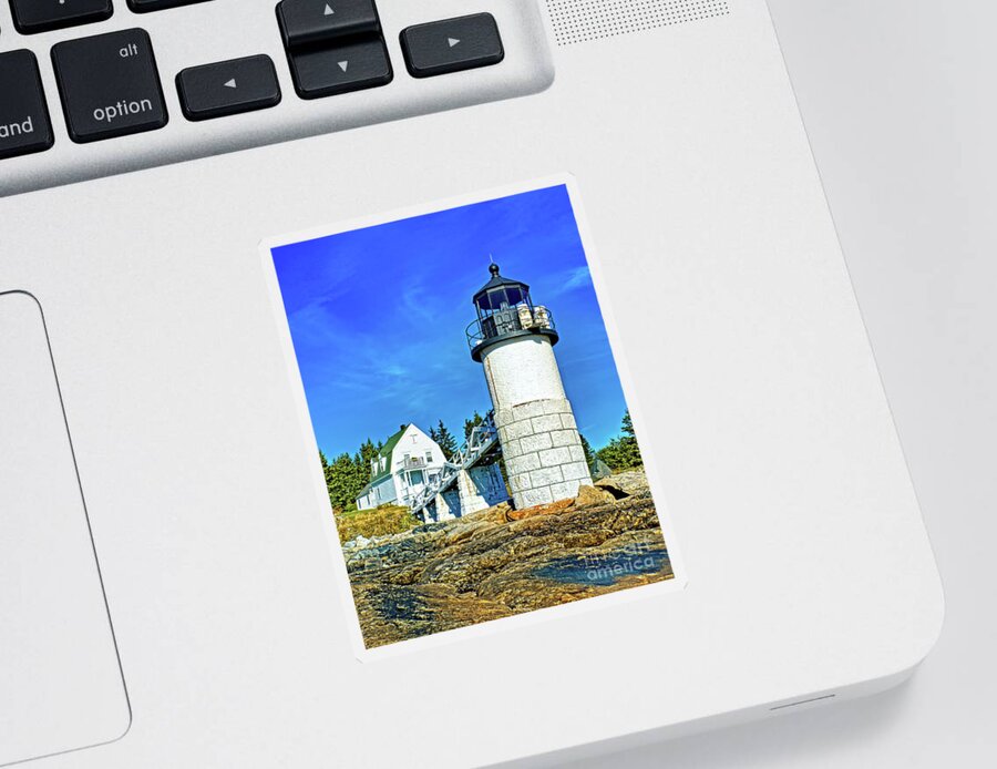 Lighthouse Sticker featuring the photograph Low Tide at Marshall Point Lighthouse by Tom Watkins PVminer pixs