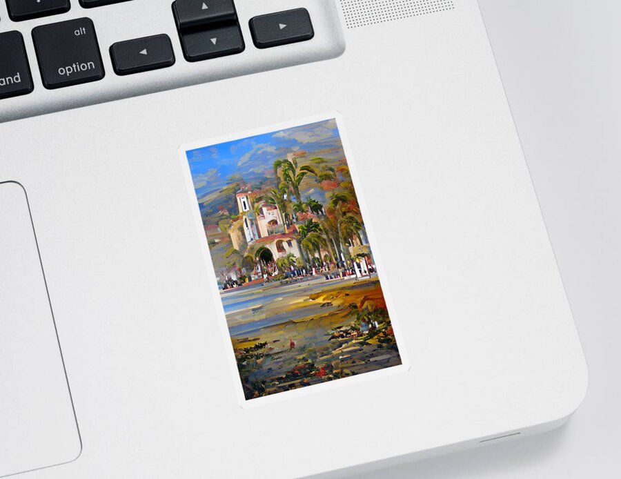 Low Tide Sticker featuring the photograph Low Tide at the Beach Santa Barbara California AI by Barbara Snyder