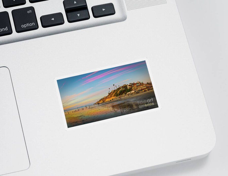 Beach Sticker featuring the photograph Low Tide Colors at Moonlight Beach by David Levin