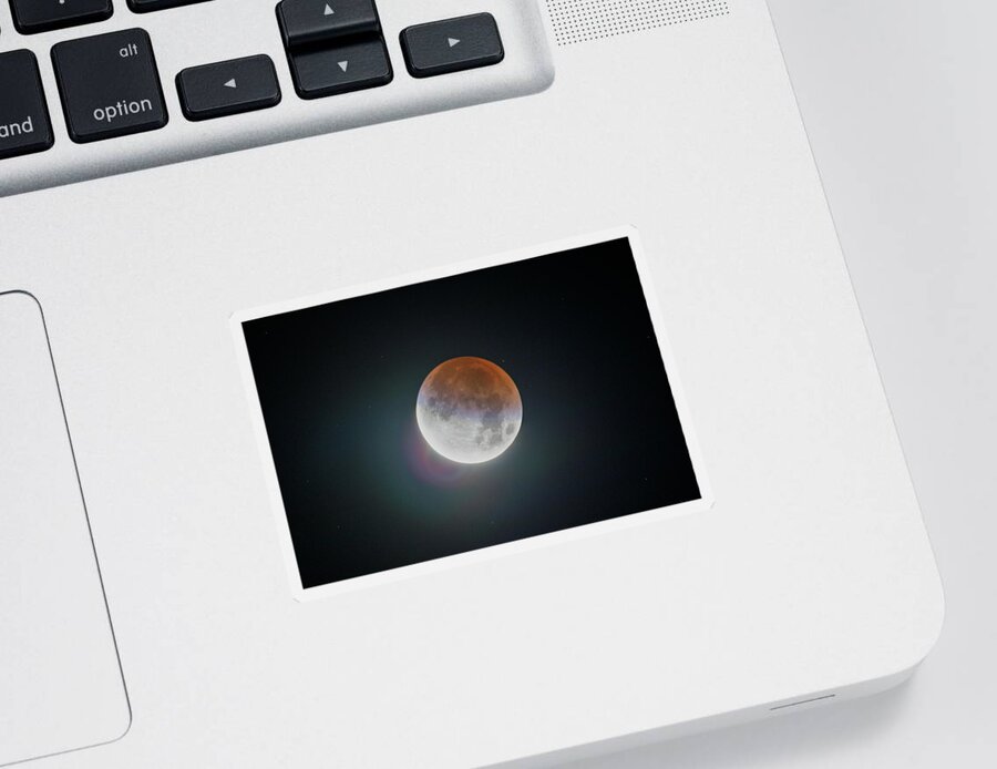 Moon Sticker featuring the photograph Lunar Eclipse 2021 by David Beechum