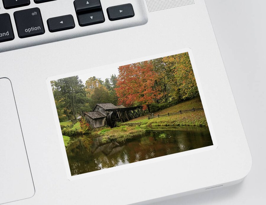 Mabry Mill Sticker featuring the photograph Mabry Mill in October by Deb Beausoleil