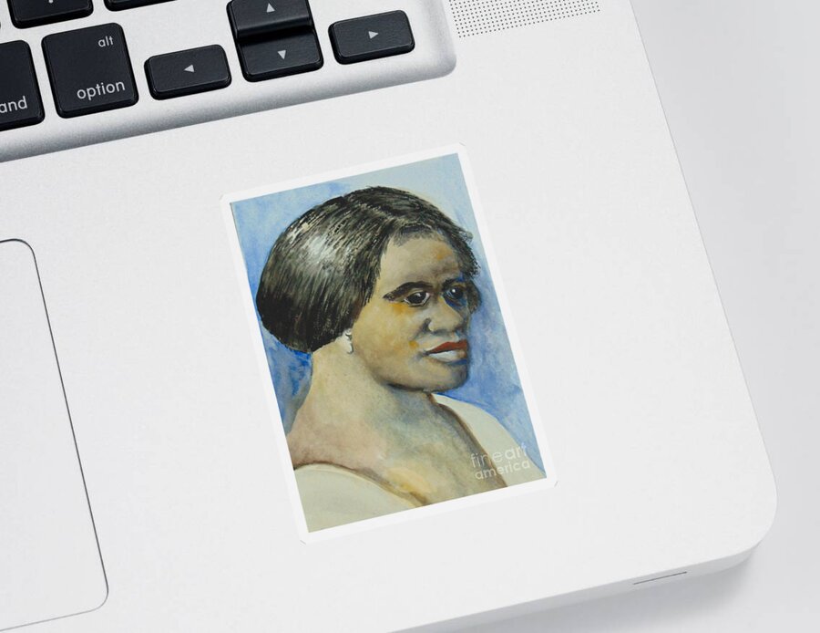 Beauty Products Sticker featuring the painting Madam CJ Walker by Saundra Johnson